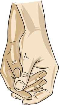 Closeup of two Interracial human hands holding each other. Concept romance supports love, peace and unity against racism - Multi ethnic couple Vector illustration