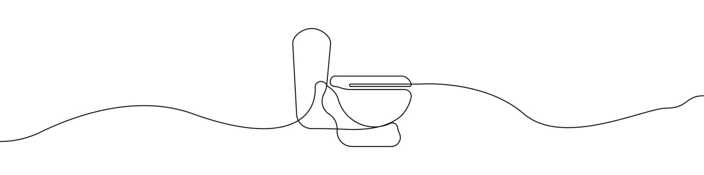 One line Bowl icon vector background. toilet icon. Continuous outline of a toilet icon.