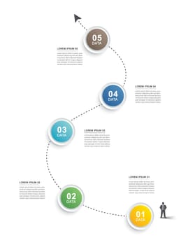 5 data infographics timeline template. Illustration business abstract background.