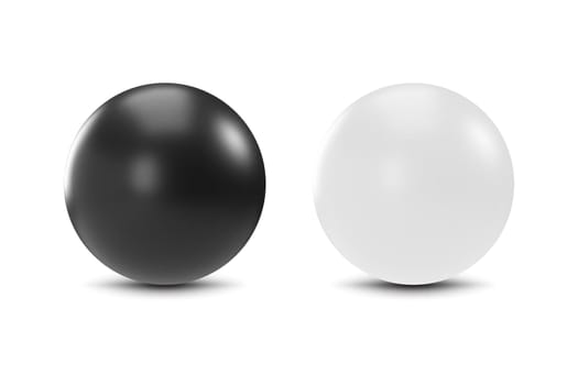 black and white realistic 3d spheres isolated with shadow