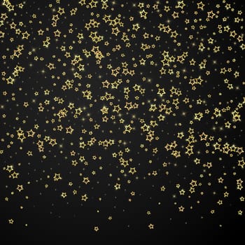 Christmas stars vector overlay. Magic stars luxury sparkling confetti. Christmas spirit. Festive stars vector illustration on black background.