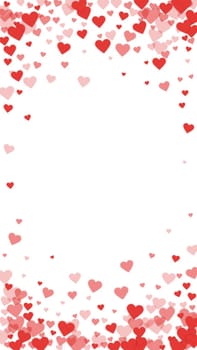 Flying hearts for valentine's day. Red hearts scattered on white background. Beautiful flying hearts vector illustration.