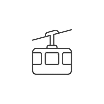 Ski cable car in flat style. Funicular vector illustration on isolated background. Gondola sign business concept.