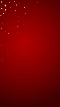 Magic stars vector overlay. Gold stars scattered around randomly, falling down, floating. Chaotic dreamy childish overlay template. Vector fairytale on red background.