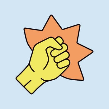 Punch, raised up clenched fist vector isolated icon. Demonstration, protest, strike, revolution. Graph symbol for your web site design, logo, app, UI