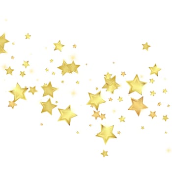 Magic stars vector overlay. Gold stars scattered around randomly, falling down, floating. Chaotic dreamy childish overlay template. Miraculous starry night vector on white background.