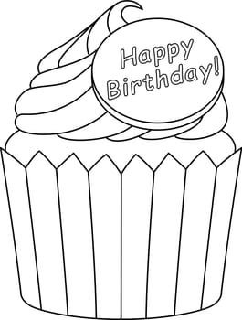 A cute and funny coloring page of Happy Birthday Cupcake. Provides hours of coloring fun for children. Color, this page is very easy. Suitable for little kids and toddlers.