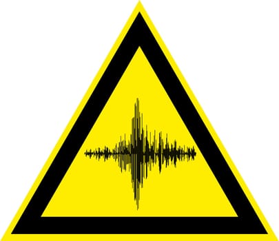 Sign high noise and acoustic vibration, vector yellow triangle