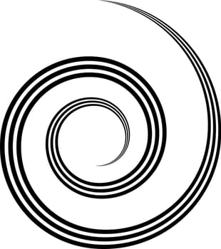 Triple spiral, swirl rotating round concentric shape curl stock illustration