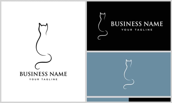 line art cat stand logo