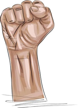 Protest fist sketch, Clenched fist raised up. Strong, strength sketch, Raised Arm, Human Rights Salute, Protest, Activist, Revolution, Equality, Change