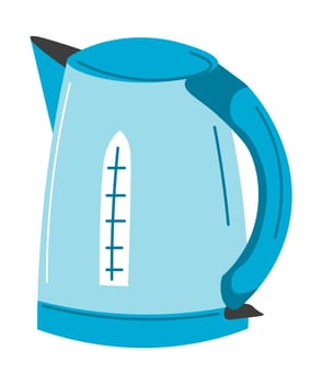 Kitchen appliances for home, isolated electric kettle with plastic and glass elements and handle. Pot for boiling water for beverages and cooking. Kitchenware and gadgets. Vector in flat style