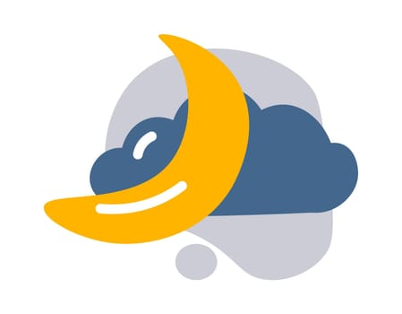 Moon and cloudscape, isolated icon for weather forecast, report or prediction. Outlook for conditions for next day. Sign for widget or application, information for users. Vector in flat style