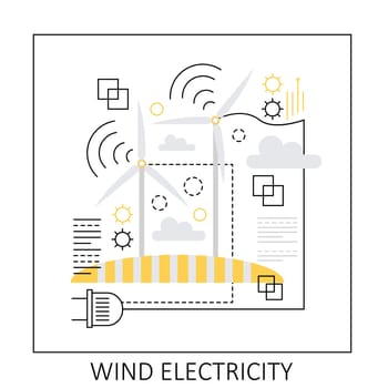 Wind electricity resources. Renewable energy solution, eco friendly electricity vector illustration
