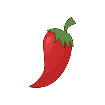 Pepper. Red hot pepper. Spice. Vegetable garden. Vegetarian organic product. Vector illustration isolated on a white background.