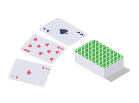 Board games for children and adults. Isolated playing cards for poker. Entertainment and having fun, hobbies and leisure, pastime and improvement of skills. Shop assortment. Vector in flat style