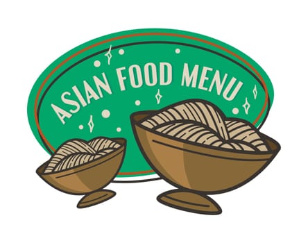 Oriental cuisine and tasty dishes, asian food menu. Served noodles and recipes for clients. Restaurant or diner assortment of products. Promotional banner or logotype label. Vector in flat style
