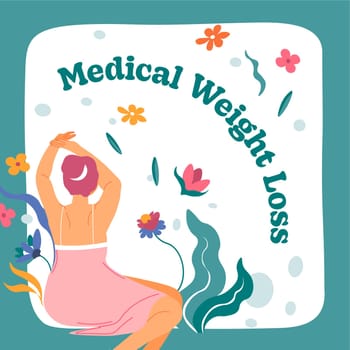 Slimming and medical weight loss, care for body. Dieting and nourishment plan by diabetologists and specialists. Promotional banner or service advertisement. Vector in flat style illustration