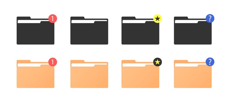 Set of modern folders icons for UI UX.