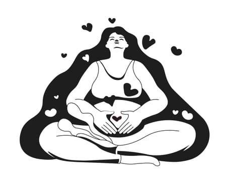 Female character expecting mother placing hands on belly. Isolated pregnant lady waiting for childbirth, motherhood and maternity, caring for kid. Parenting and childcare. Vector in flat style