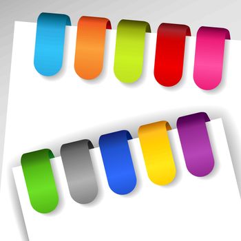 Set of colorful file or paper tags with shadows, perfect for ads and the like