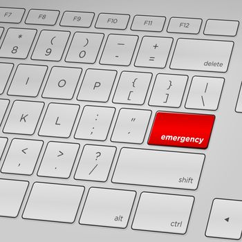 Modern laptop keyboard with red assistance button