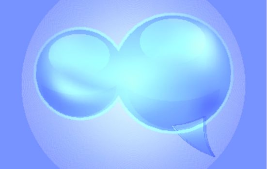 vector glossy speech bubble on blue background, eps 10 file, gradient mesh and transparency used