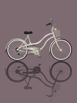 Illustrated retro bicycle and reflection.