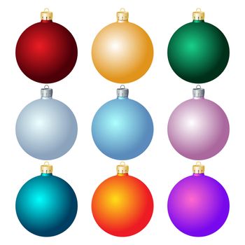 Set of Christmas balls on white background. Vector illustration.