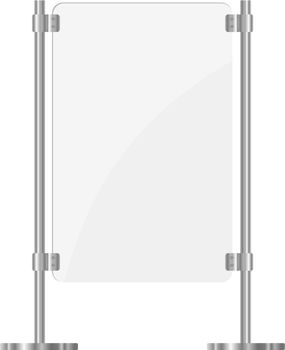 Illustration of a glass screen with metal racks. eps10