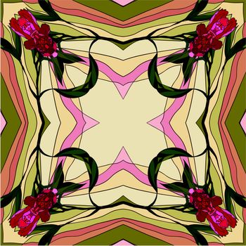 Creative design of a retro color background, multicolored decorative pattern, stained glass window