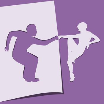 Application of paper dancing men and women. Vector illustration.
