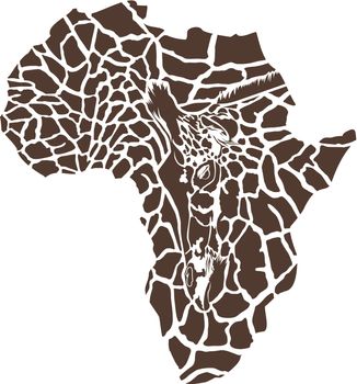 vector illustration of Africa as a giraffe  skin