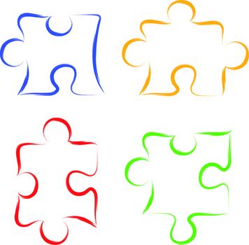 vector illustration of puzzle pieces in colors
