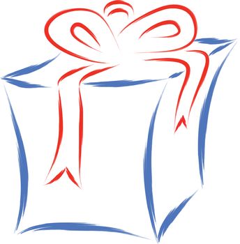 box gift sketch isolated on white background