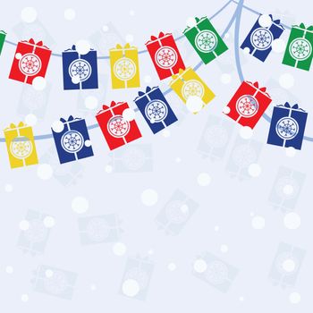 vector seamless garland with gifts