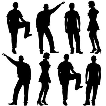 Vector illustration of fashion people silhouette. Isolated on white.