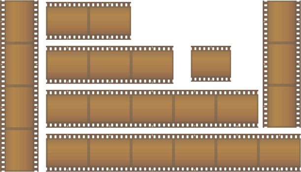 set of brown photographic filmstrips