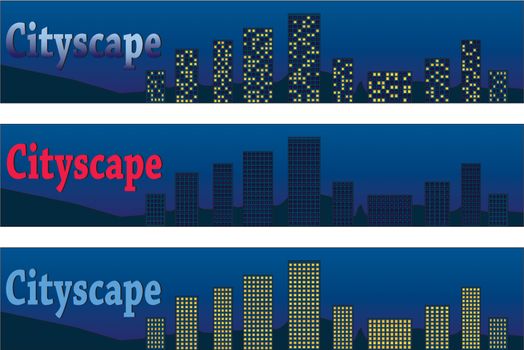 three cityscape banners  vector illustration