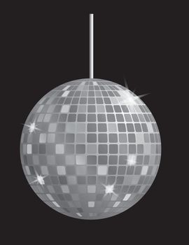 disco mirror ball in black and white vector illustration