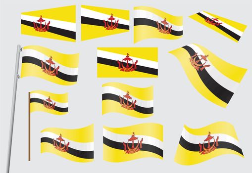 set of flags of Brunei vector illustration