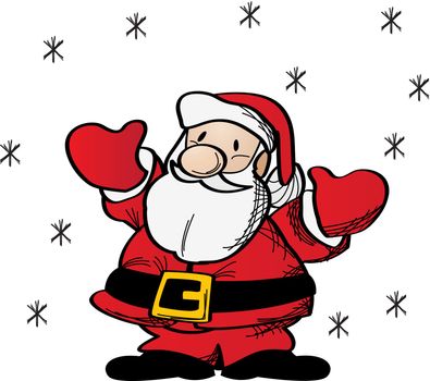 Fat Santa Claus clip art drawing over white