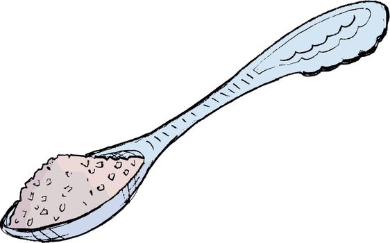 Hand drawn, vector, cartoon illustration of spoon of sugar