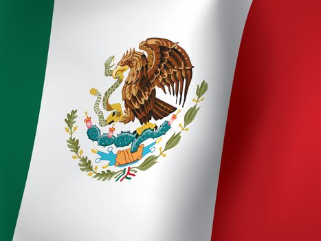 close up of waved Mexican flag vector illustration