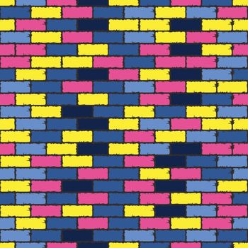 vector seamless pattern with colorful aged bricks