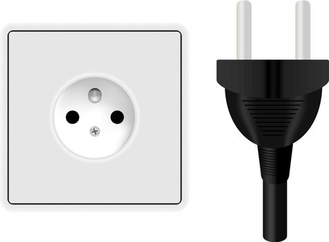 Power Plug and Socket Isolated on White