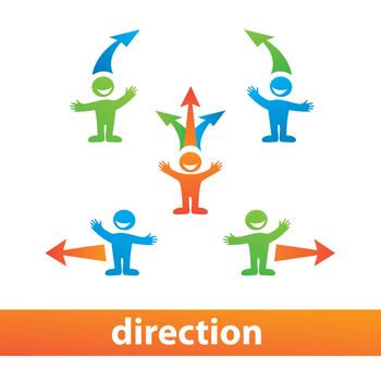Direction. The choice of the way - left, right, up ... Vector.