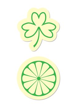 Clover and Citrus Icons Isolated on White