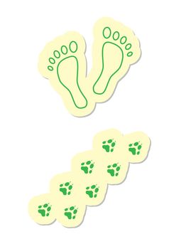 Vector Footstep Icons Isolated on White Background