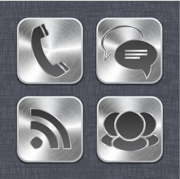 Brushed metal app icon templates on linen background. Vector illustration